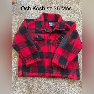 OshKosh B'gosh Red and Black Plaid Jacket size 36 mos